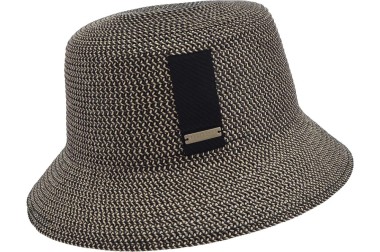Kapelusz bucket kremowo- czarny damski | Seeberger